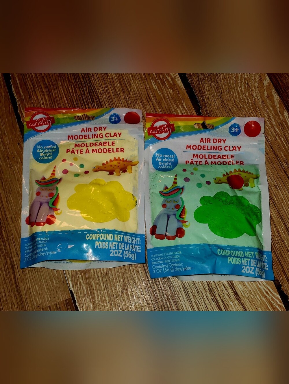 Air Dry Modeling Clay - Yellow & Green - Pack of 2